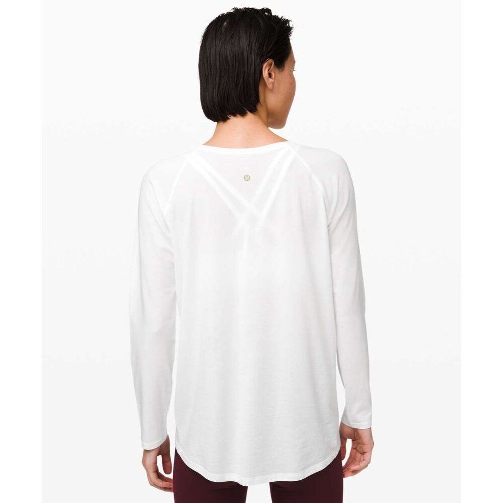 Lululemon Emerald White Long Sleeve Lunar New Year Athleisure Pima Top Sz 8 - Picture 4 of 8